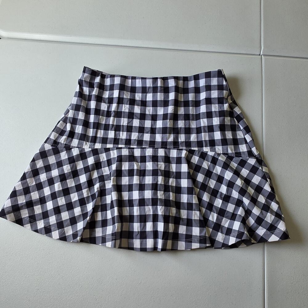 JAYEBIRD Skort Womens Medium Blue White Gingham Athletic Lined Tennis Skirt